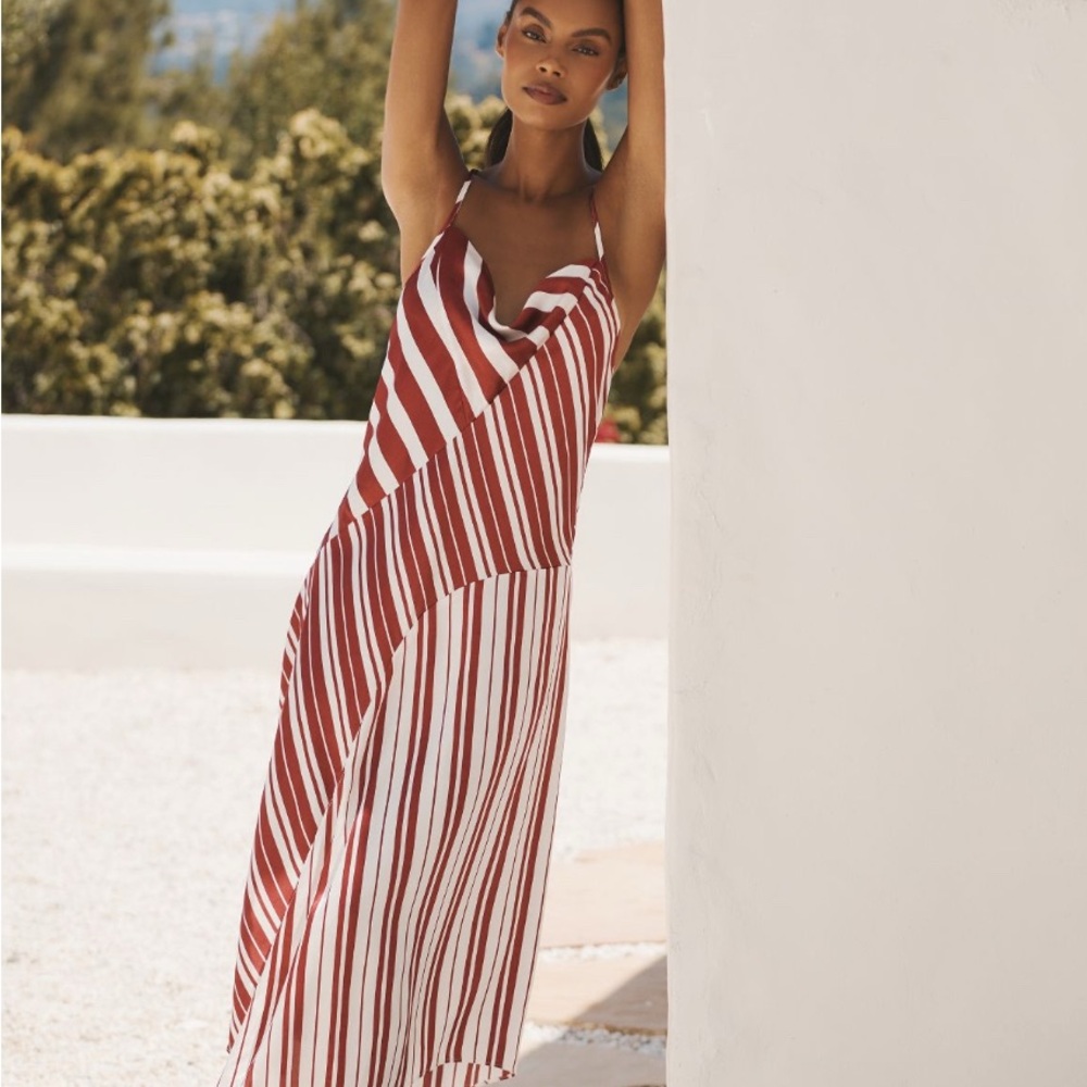 Anthropologie Red and White Sleeveless Asymmetrical MIDI Dress NWT